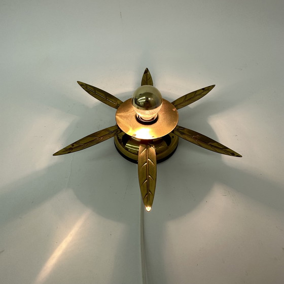 Image 1 of 1950er Wandlampe Deckenlampe Blume Gold