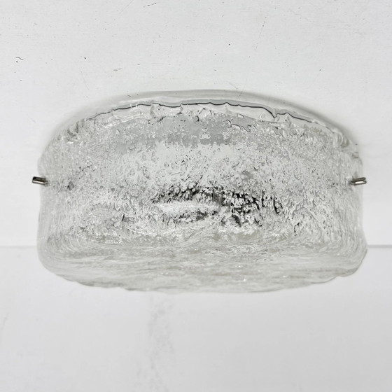 Mid-century design ice murano glass ceiling lamp , 1970s, Ceiling lights, Metal, Mid Century Modern (photo 2 of 2)