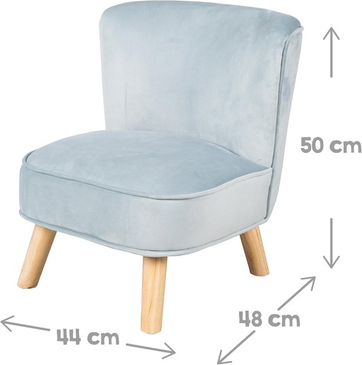 Roba Lil Sofa, high chair for boys and girls, comfortable chair with stable wooden legs and gray velvet