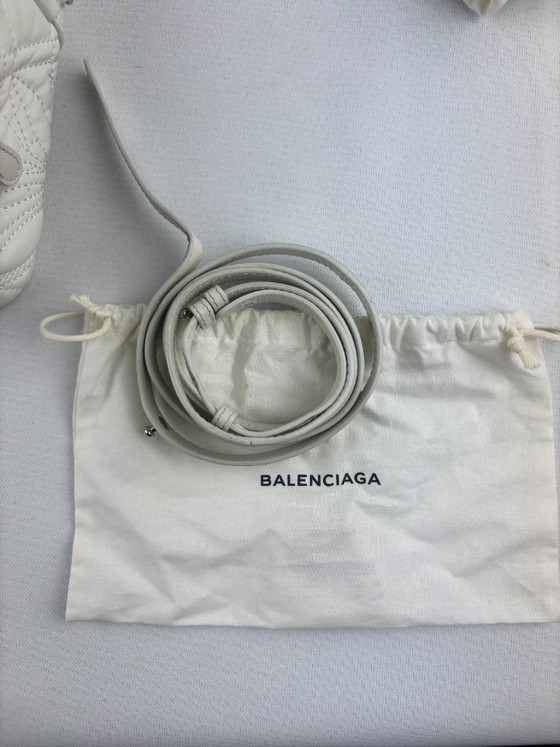 Image 1 of Balenciaga Blanket vierkante tas van wit leer met bloemenprint