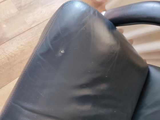 Artifort F141 Black Leather Swivel Armchair Geoffrey Harcourt – Metal (photo 9 of 13)