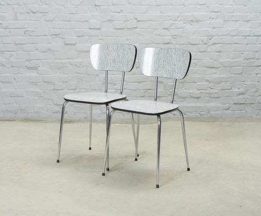 Set of Two Zebra Black & White Vintage Design Brabantia Kitchen Chairs, The Netherlands, 1960s. Ref. CH220-2