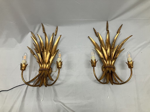 Vintage Hans Kögl Wheat Sheaf korenaar wandlampen MCM