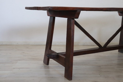 Rare Antique Table in Oak Wood Length 200 cm, Italy Early 19th Century