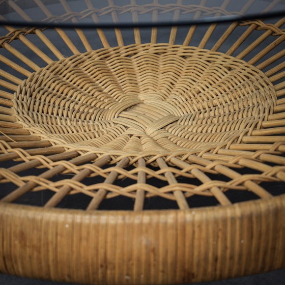 Image 1 of Vintage Round Coffee Table with Rattan Basket (1970s)