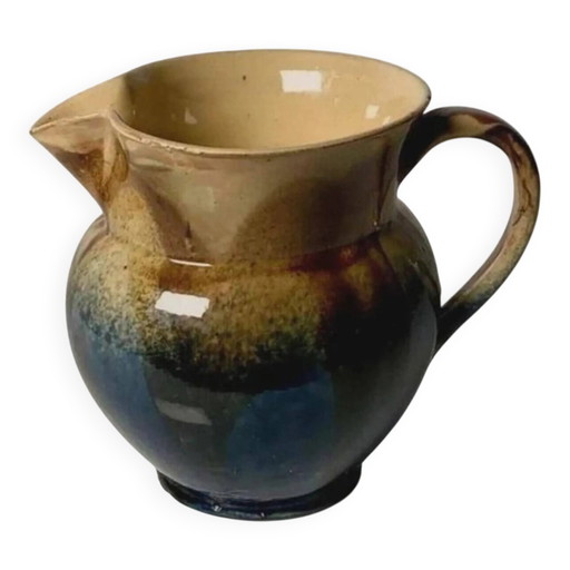 Brocca in ceramica smaltata vintage anni '70 - Brocca d'acqua francese fatta a mano - Vaso decorativo stile wabi-sabi per la cuc