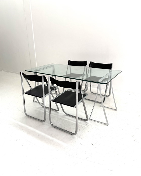 Vintage Eettafel In Chroom & Glas, Peter Ghyczy ‘80 – Peter Ghyzcy, Chrome (photo 10 of 10)
