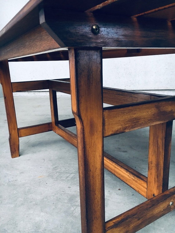 Image 1 of Table de jardin ou de cuisine en bois patiné, design années 1970