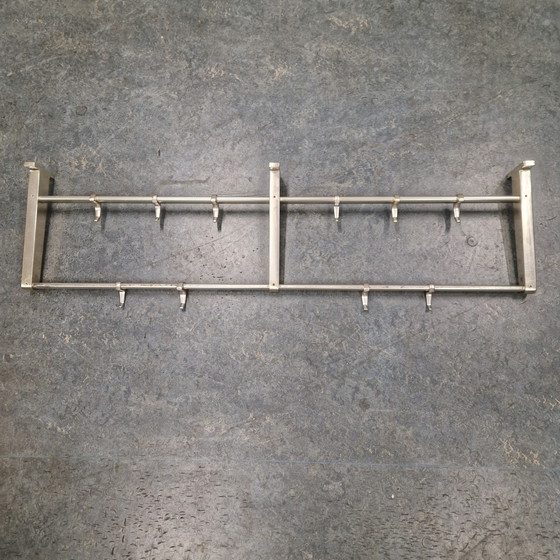 Image 1 of 1970s Aluminum Coat Rack Vintage Wall Coat Rack