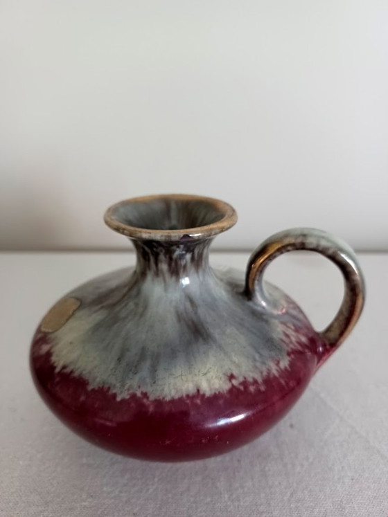 Image 1 of West German studio ceramics vase. Gradient / oxblood glaze. Mid-Century.