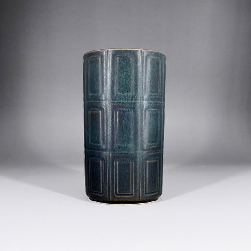 Mid-Century Relief stoneware vase by Göran Bäck for Arabia Finland, 1963