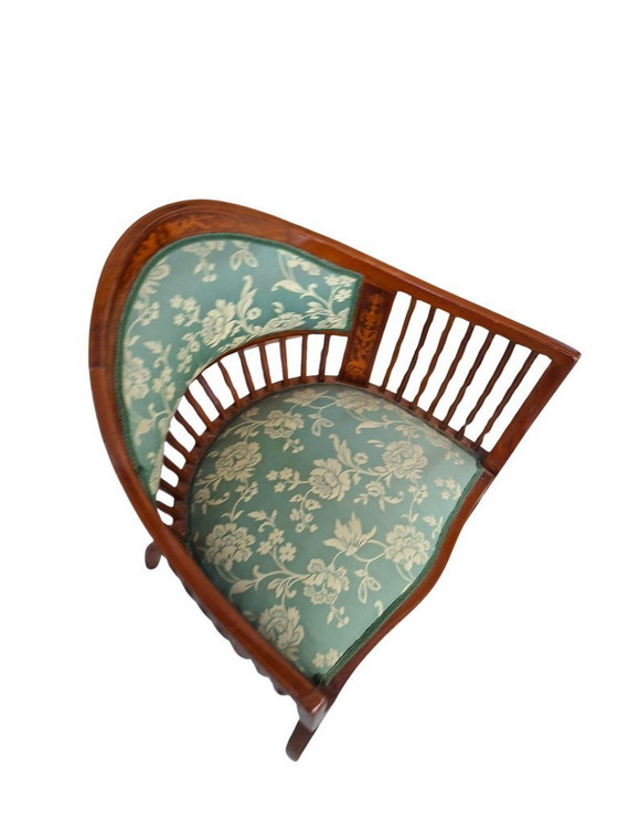 Image 1 of Elegant Inlaid Cherry Wood Bedroom Armchair