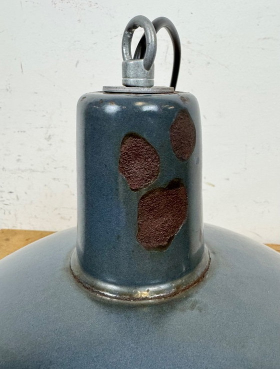 Image 1 of Lampada a sospensione industriale in smalto blu scuro di EMAX, anni '60