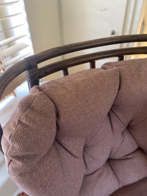 Vintage Rotan Oorfauteuil – Vermoedelijk Rohé – Rohé Noordwolde, Rattan, Textile (photo 9 of 11)