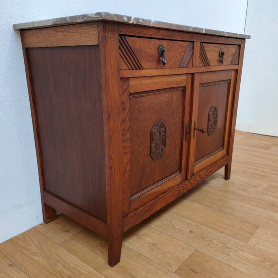 Image 1 of Credenza, cassettiera, comò e mobile da bagno vintage e antichi con piano in marmo.