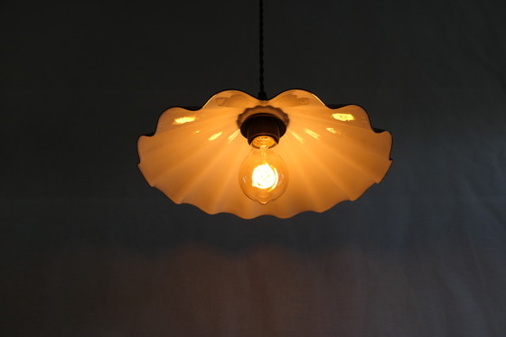 Image 1 of Zeldzame Bruin Emaillen Scheepslamp/Hanglamp