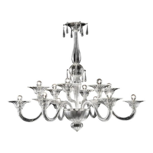 Elegant Transparent Venetian Murano Glass Chandelier
