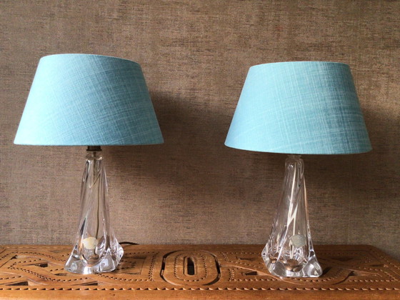 Image 1 of Pair of vintage Val Saint Lambert Cristal table lamps