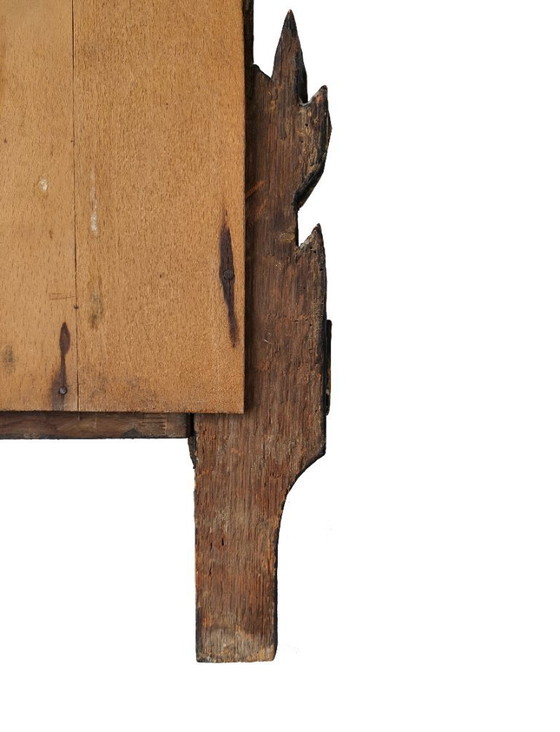 Image 1 of Spiegel uit de Lodewijk XVI-periode, vervaardigd uit gesneden en verguld hout – 18e eeuw