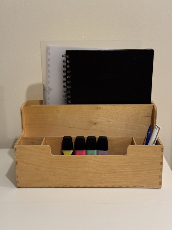 Image 1 of Vintage IKEA desk organizer plywood wood 90s