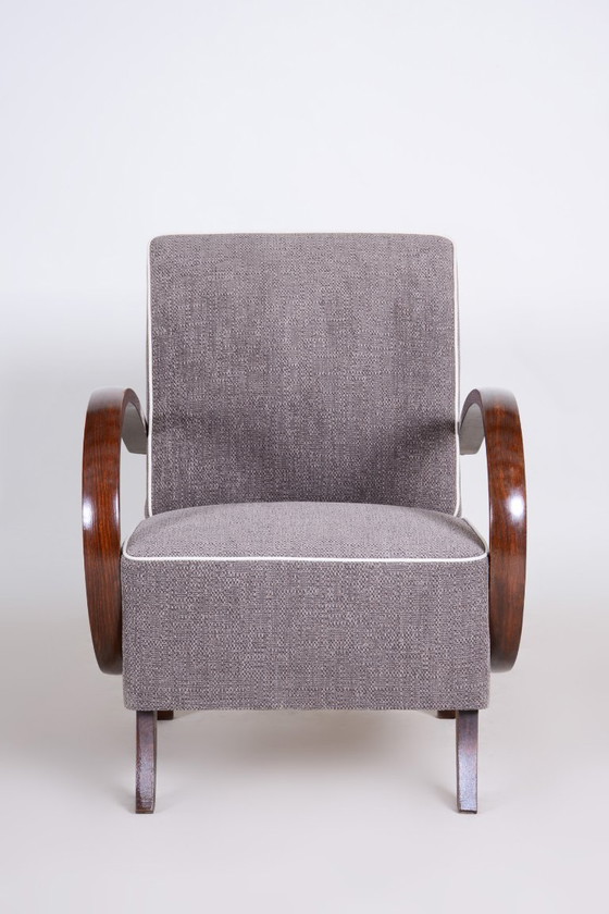 Restored Art Deco Armchair, by J. Halabala for UP Zavody, Beech, Czech, 1930s – UP Závody, Textile, Wood (photo 7 of 11)