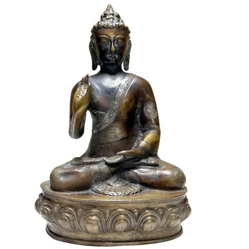 Antiker Bronze Buddha in Vitarka Mudra – Himalaya Newar – Lot 429