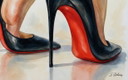 Watercolor on Acrylic Canvas "Louboutin Forever" - (60x60 Cm)