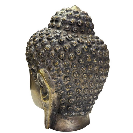 Gilded bronze Buddha head from Burma – Mandalay style – Sculpture (photo 6 of 9)