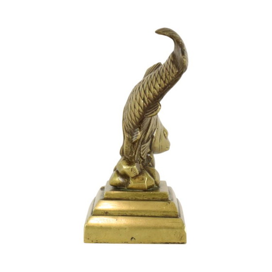 Vintage Zwaar Massief Brons Koi Karper Beeld – Beeldhouwkunst, Bronze (photo 3 of 10)