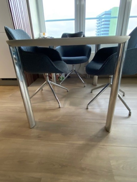 Image 1 of Leolux dining table Ceramic Top and Stainless Steel Legs 140 x 90