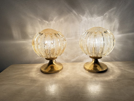 Image 1 of Mid Century Set van 2 Wortmann & Filz glazen tafellampen, 1970