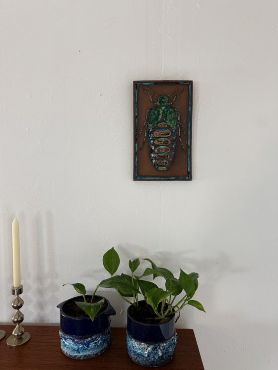Image 1 of Keramische Wandplakette mit Käfermotiv, Knabstrup Keramik ‘60