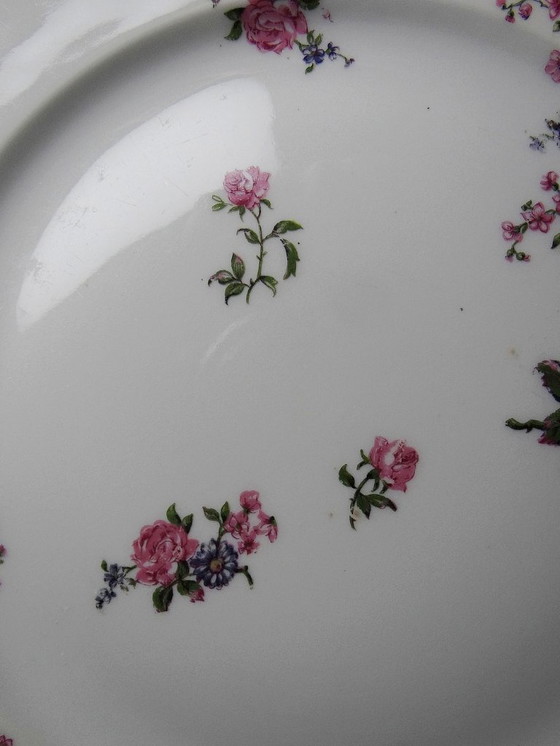 Image 1 of 4 Bernardaud Limoges porcelain dinner plates with floral decoration from the 1920s-1950s
