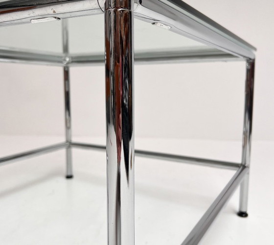 Tavolino da caffè quadrato in vetro, 71 x 71 cm, anni '90 – Tavolini da caffè, Metal (photo 13 of 13)