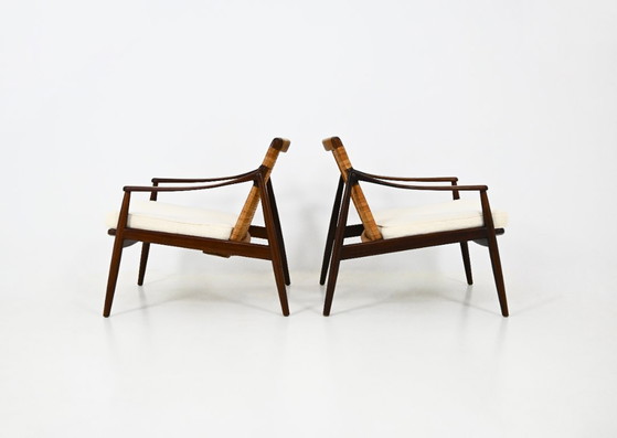 Sessel "Model 400" von Hartmut Lohmeyer für Wilkhahn, 1950er, 2er Set – Rattan, Textile (photo 4 of 12)