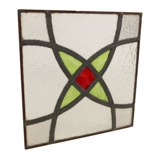 Art Deco Glasraam Glas in Lood Geometrisch 25x25cm – Decoratieve objecten (photo 7 of 11)