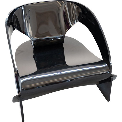 Poltrona vintage modello 4801 in policarbonato gommato nero di Colombo e Joe per Kartell, Italia 1980