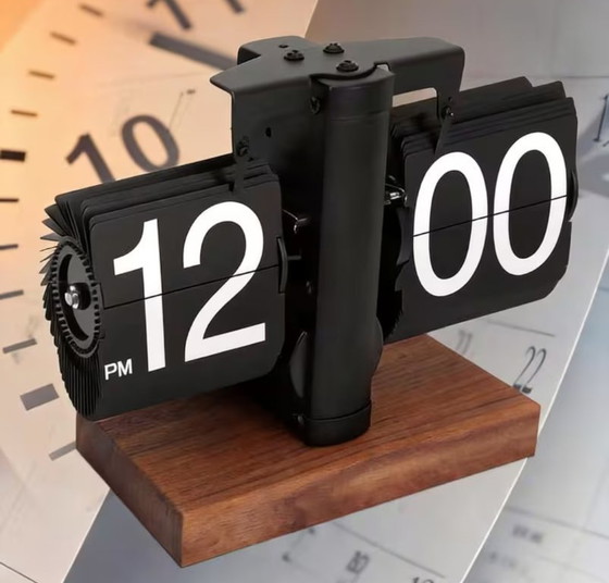 Image 1 of Reloj de bolsillo de metal y madera estilo retro, nuevo en caja.