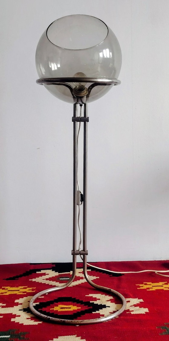 Image 1 of Modernist bauhaus glass ball floor lamp. Designer: Házi Tibor