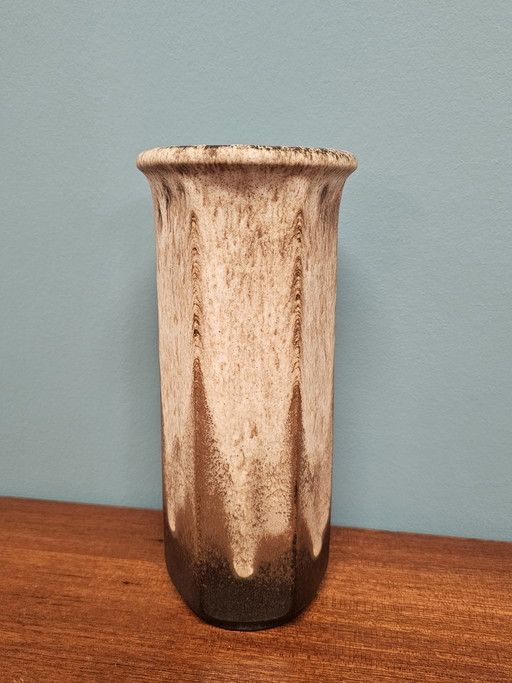 Vintage sechseckige Vase aus Westdeutschland, braun