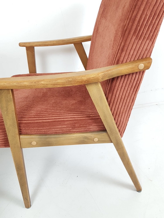 Image 1 of Set van 4 vintage fauteuils roze tinten nieuw gestoffeerd