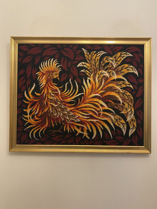 Tapisserie vintage Oiseau de feu années 60/70