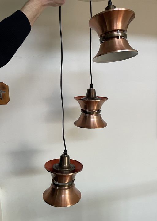 Lampe Lakro avec 3 cylindres cuivrés