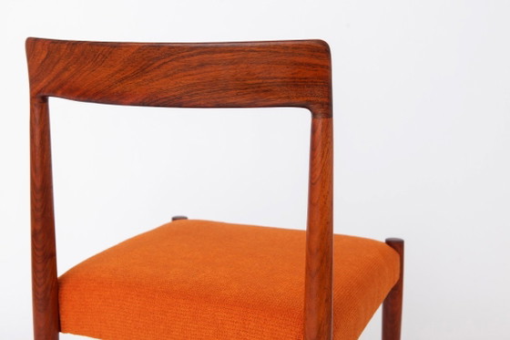 Image 1 of 1 of 2 Vintage Lübke Rosewood Dining Chair, 1960s German Mid Century Chair, Restored Wooden Chair, Orange Upholstered Seat