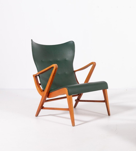 Image 1 of Sillón arquitectónico sueco de estilo moderno de mediados de siglo, diseñado por Axel Larsson en la década de 1950.