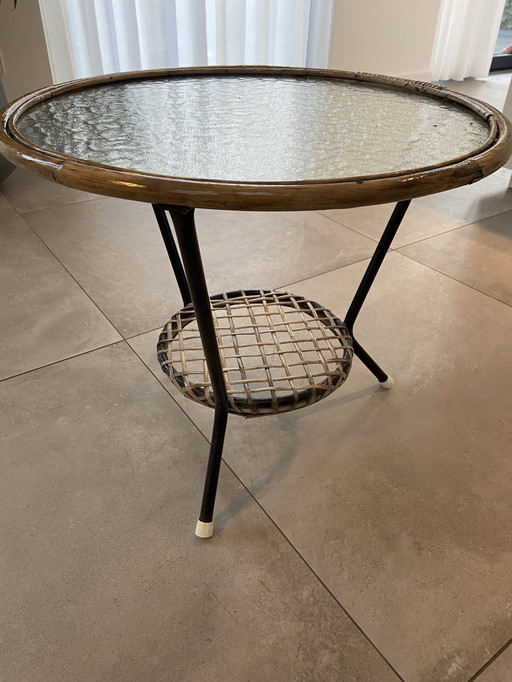Rohe Noordwolde vintage rotan bijzettafeltje