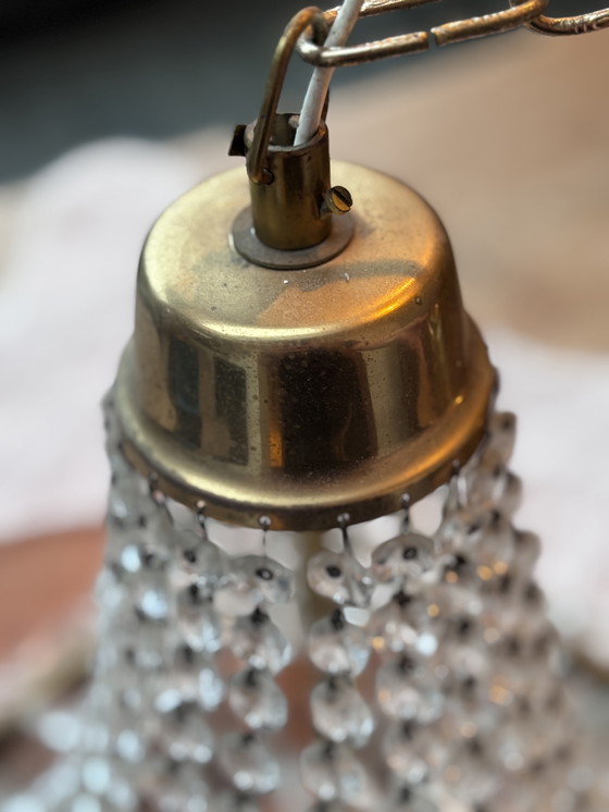 Image 1 of Bellissimo lampadario antico con gocce di cristallo