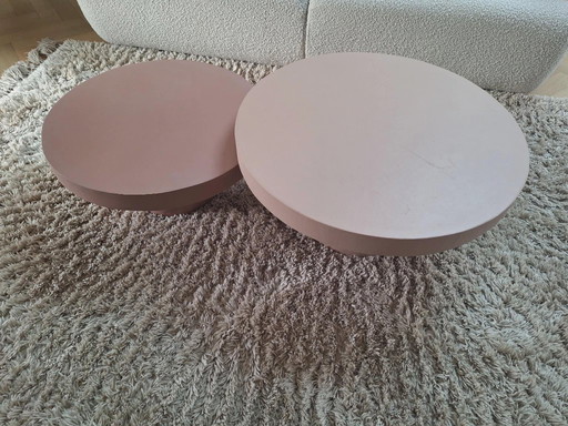 Set van twee salontafels van gewaxt beton - minimalistisch design