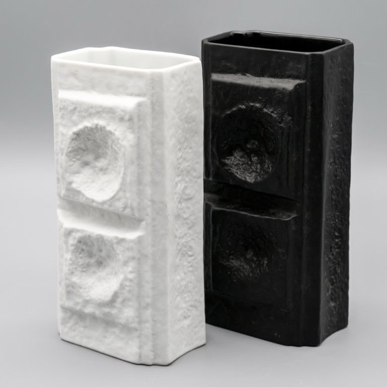 Image 1 of Rosenthal Studio Line Op Art Bisque Porcelain Vase DUO Martin Freyer 18 cm WGP