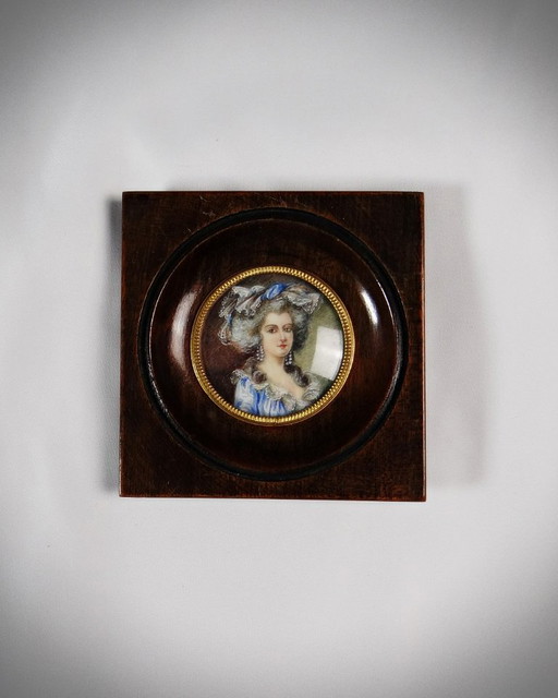Hand-painted miniature portrait of the Duchesse de Coutances by Labille-Guiard 19th century